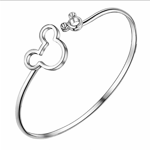 Sterling Silver Mickey Mouse Hollow Out Bangle Bracelet - Picture 5 of 5